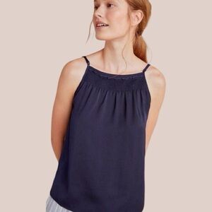 Anthropologie Mauricia Smocked Tank Top in Navy Blue